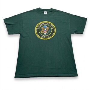 Vintage 90s US Army Shirt Large L Superior Tag USA‎ Fabric Green Graphic Pinhole